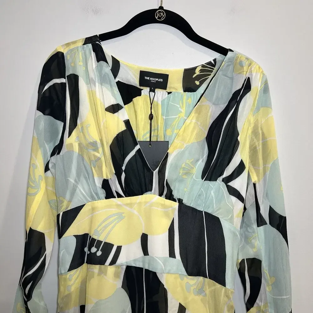 THE KOOPLES Hibiscus Empire Waist Midi Dress Size 2 New With Tags $375 - Picture 4 of 10